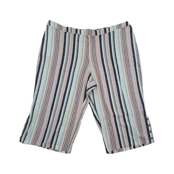 NWT A.N.A. Multi Striped Linen-Blend Wide-Leg Crop Casual Pants Women's Size 5X - Picture 2 of 9